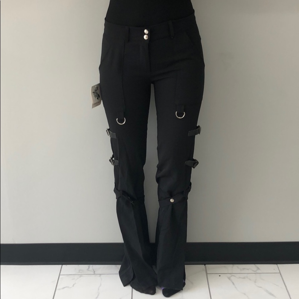 Designer pants with buckles